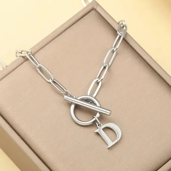 18 KT Gold Over Titanium Pendant Necklace "D" - Picture 1 of 3